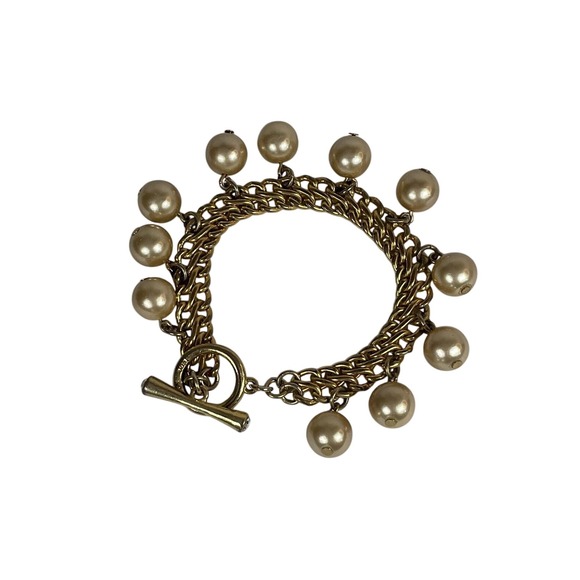 Avon Jewelry - Vintage 70s - 80s Avon Faux Pearl Embellished Rhinestone Tip Bracelet